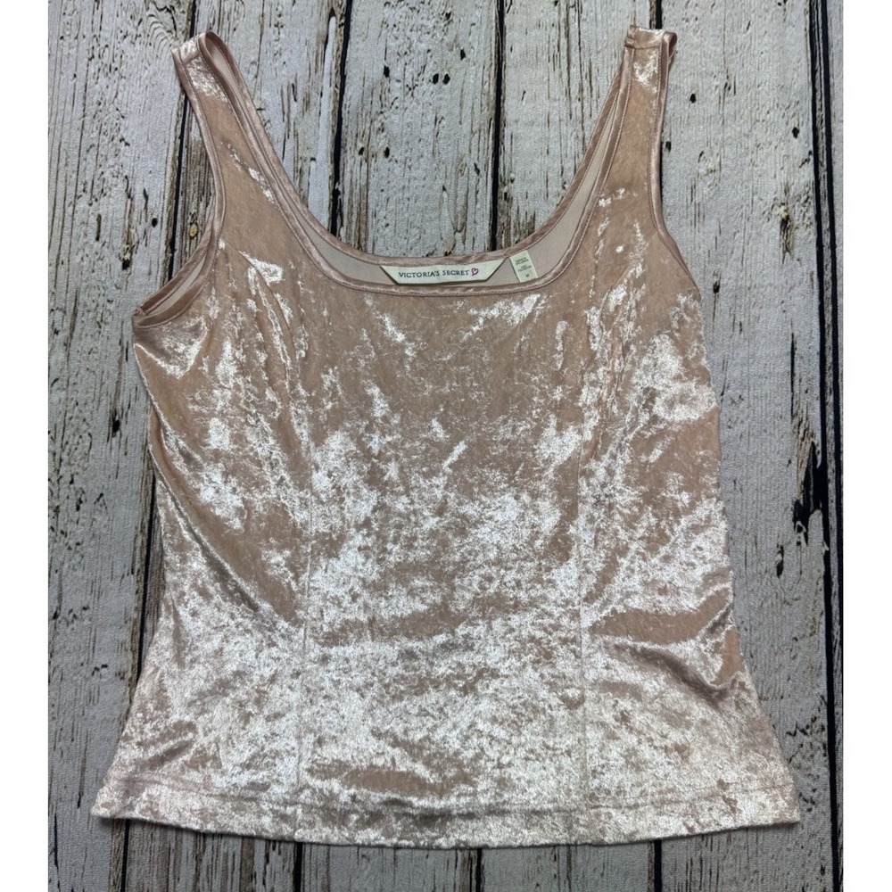 VINTAGE VICTORIA'S SECRET Crushed Velvet Chemise Tank Top Cami FAIRY Y2K Medium